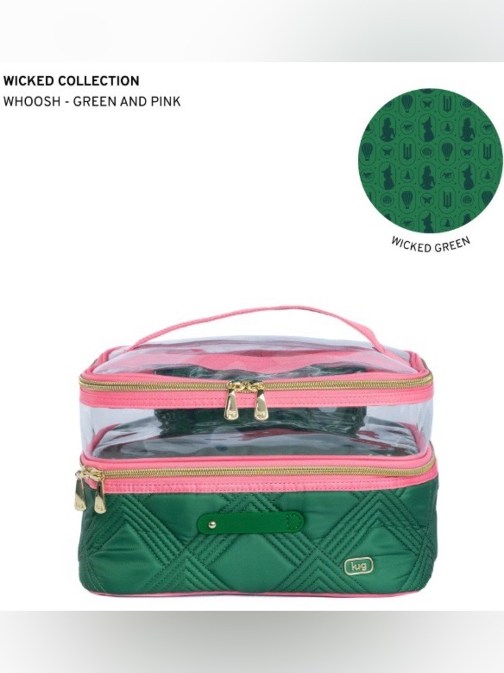 Wicked x Lug Whoosh Clearview Cosmetic Case Green/Pink